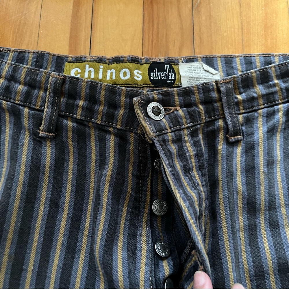 Vintage Levis‎ SilverTab Baggy Chino Shorts Mens 32 Striped 90s Y2K - Picture 2 of 15